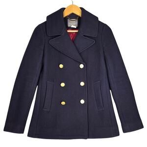 J.CREW STADIUM CLOTH BY NELLO GORI - NAVY WOOL DOUBLE BREASTED COAT - WOMEN'S 00